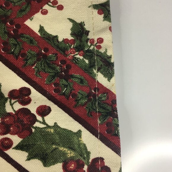 April Cornell 13 x 67 Christmas Table Runner Holly Berries Chickadee 100% Cotton - Picture 13 of 16